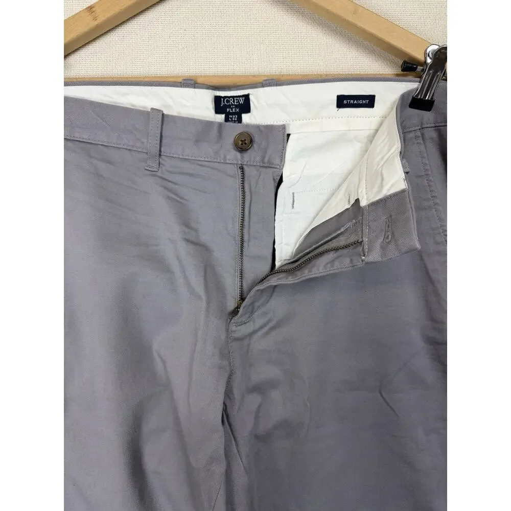 J Crew Mens Pants 33x32‎ Straight Gray Flex Chino Stretch Pockets Casual Cotton